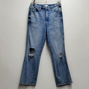 Good American Good Curve Straight Jeans  Women's  10/30 in Blue189 Ripped Knee